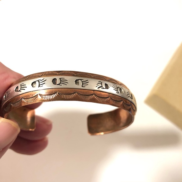 Vintage S.Skeets sterling silver & copper bracelet - Picture 10 of 16